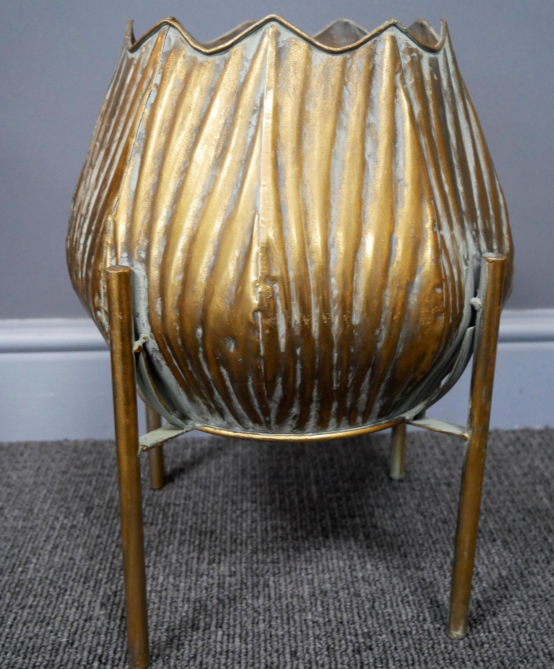 Gold Metal Planter Plant Pot on Legs