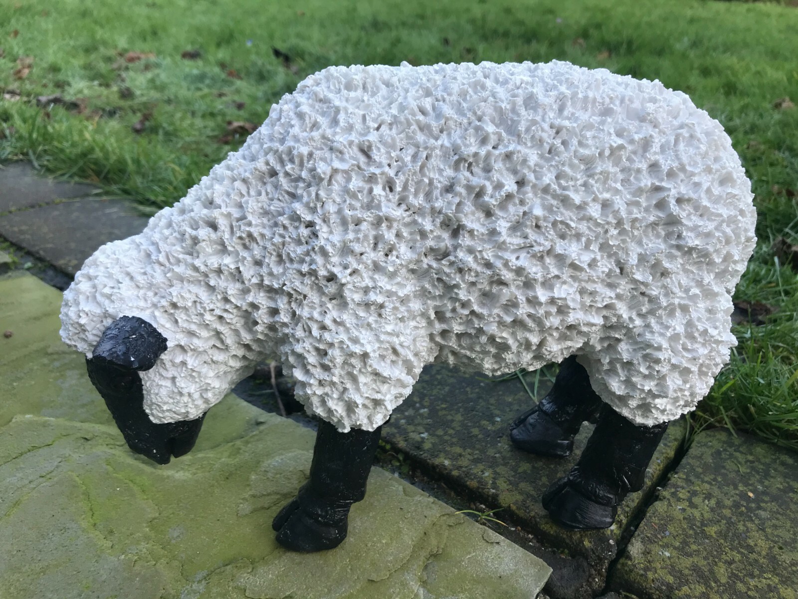 Standing Sheep Figure, Lamb Garden Statue, Farm Animal Resin Patio Lawn Ornament