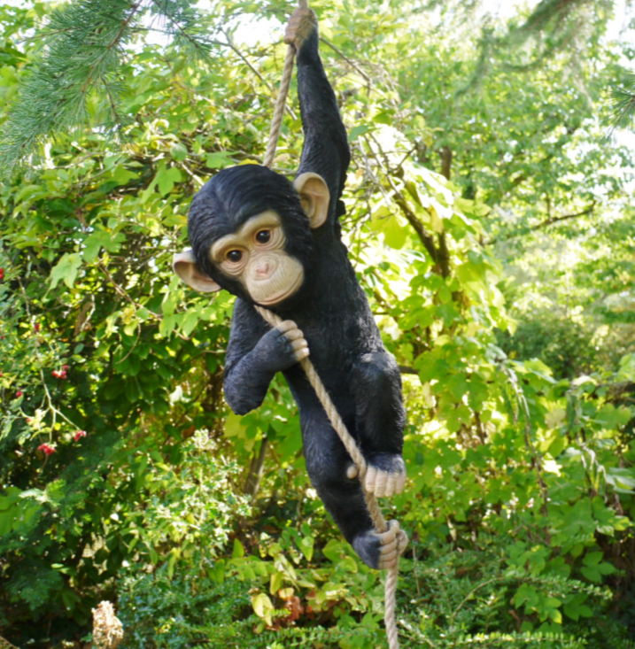 Climbing Chimp Monkey Tree Hanging Garden Ornament Statue Sculpture Decoration