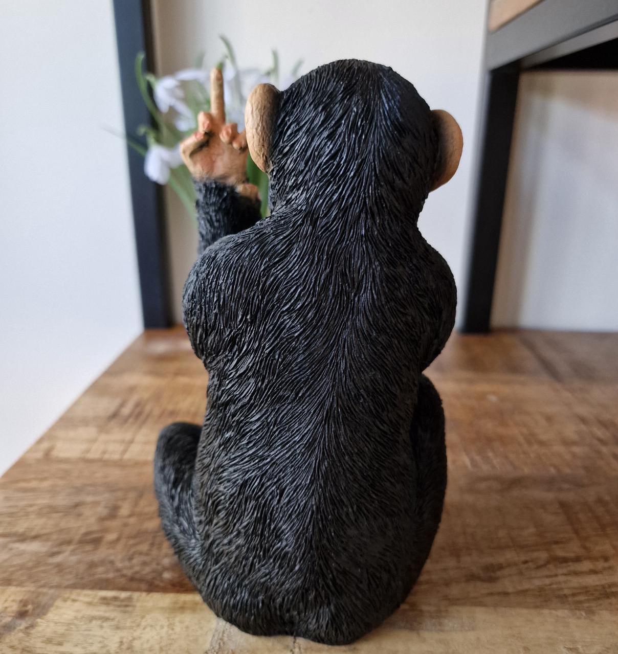 Up Yours Finger Rude Monkey Ornament - Quirky Sculpture - Unique Funky Figurine
