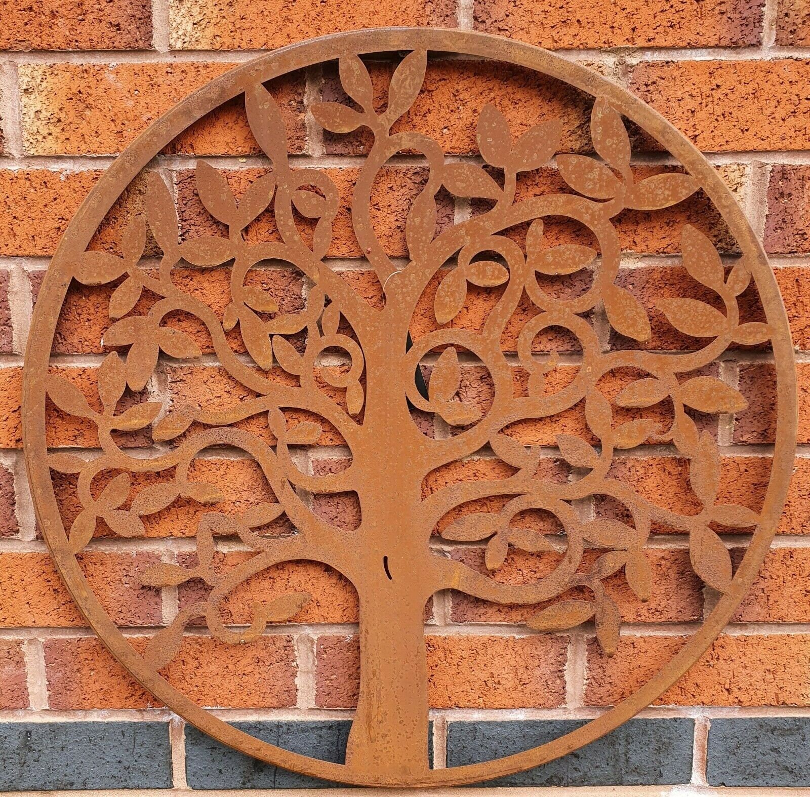 Rustic Outdoor Tree of Life Metal Wall Plaque, 60cm, Rust Finish