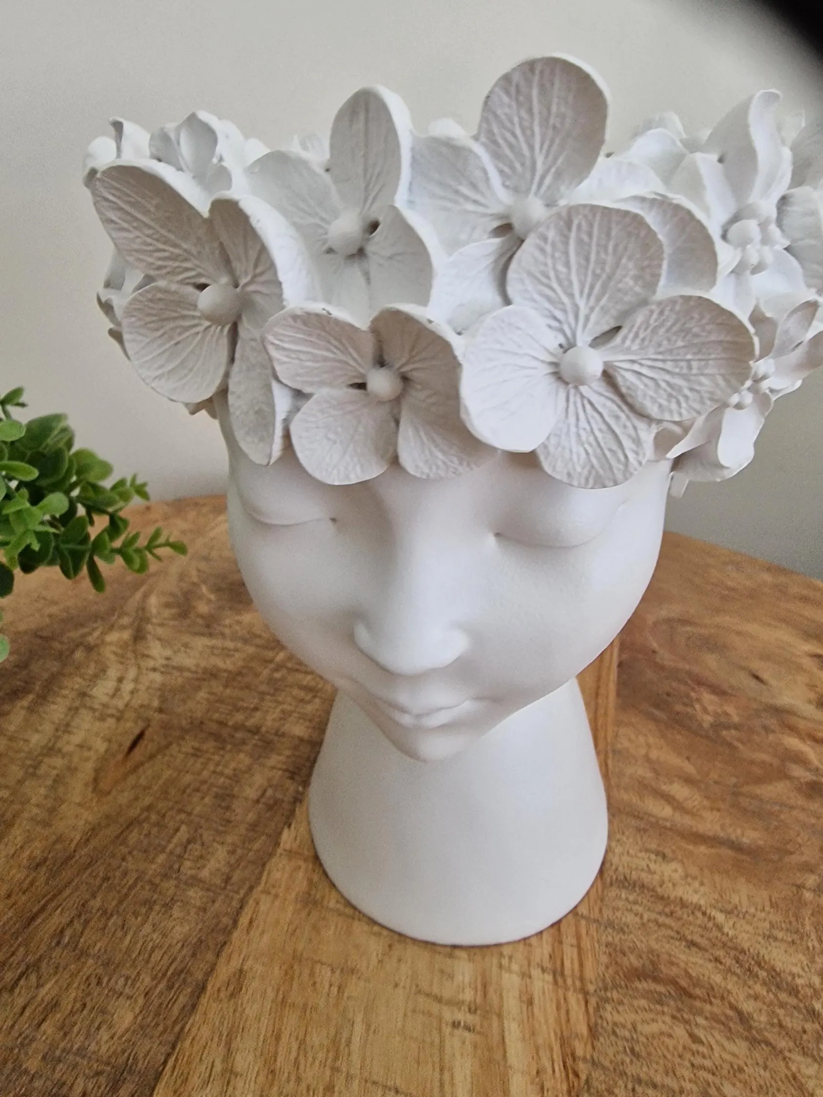 White Head Planter Flower Plant Pot Stand Indoor Standing Home Decor