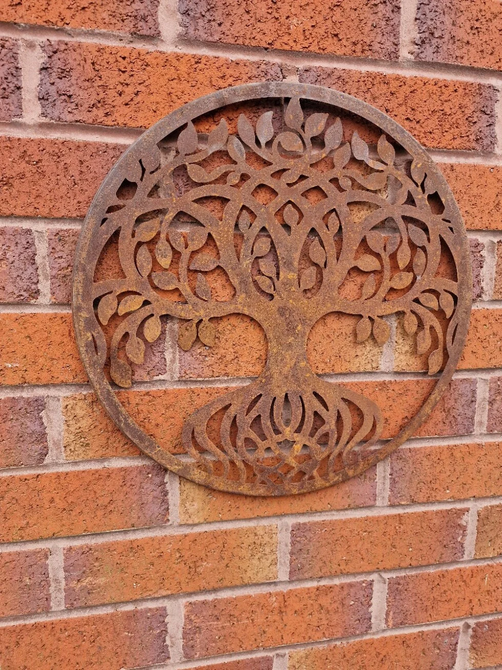Rustic Outdoor Twisting Tree Rusty Metal Wall Plaque, 40cm, Rust Finish