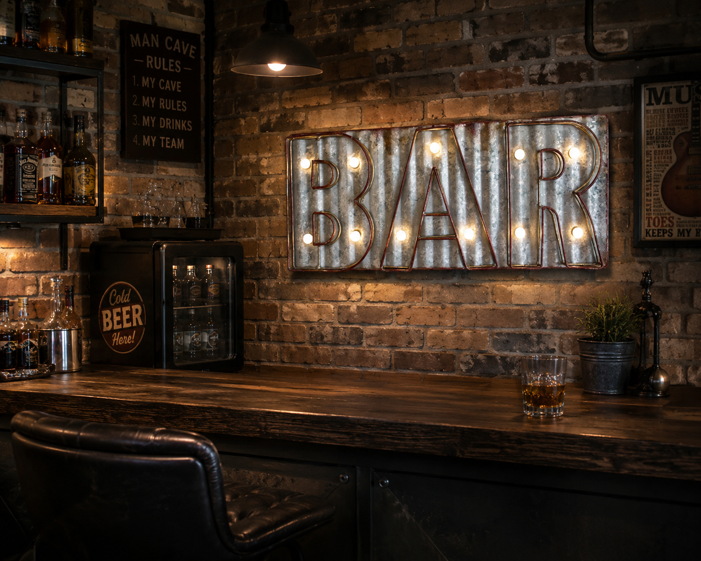 Light Up Metal Bar Sign Wall Plaque