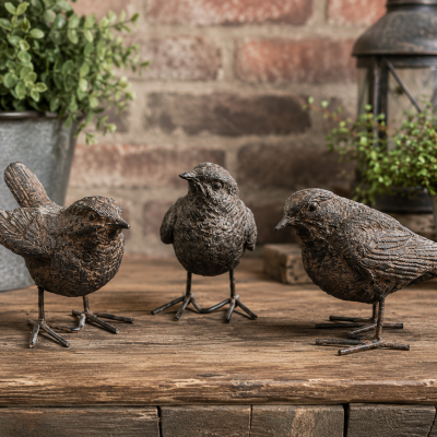 Set of 3 Wren Garden Bird Ornaments