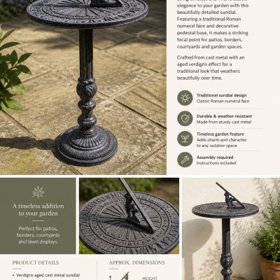 Verdigris Garden Sundial