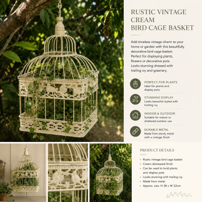 Small Vintage Bird Cage Planter