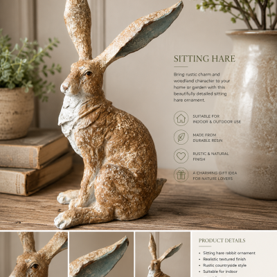 Sitting Brown Hare Ornament - Medium