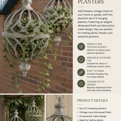 Set of Two Hanging Orb Planters