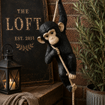 Climbing Chimp Monkey Tree Hanging Garden Ornament